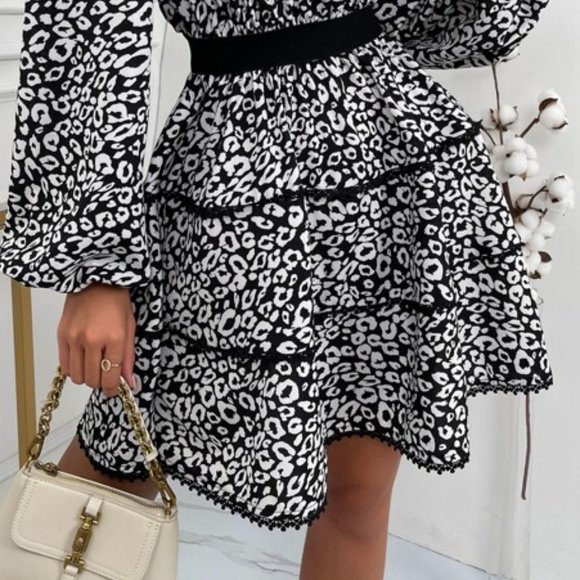 Leopard Print Keyhole Back Guipure Lace Trim Layer - Picture 4 of 8